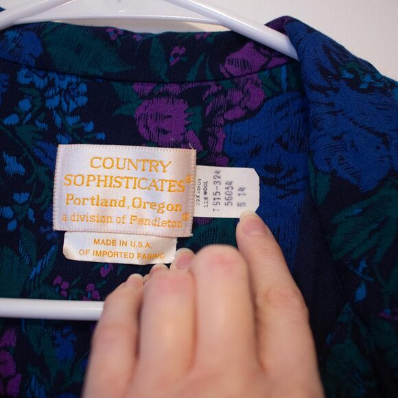 VTG Moody Cottagecore Floral 2Pc Set Romantic High Neck 14 Country Sophisticates - Picture 16 of 16